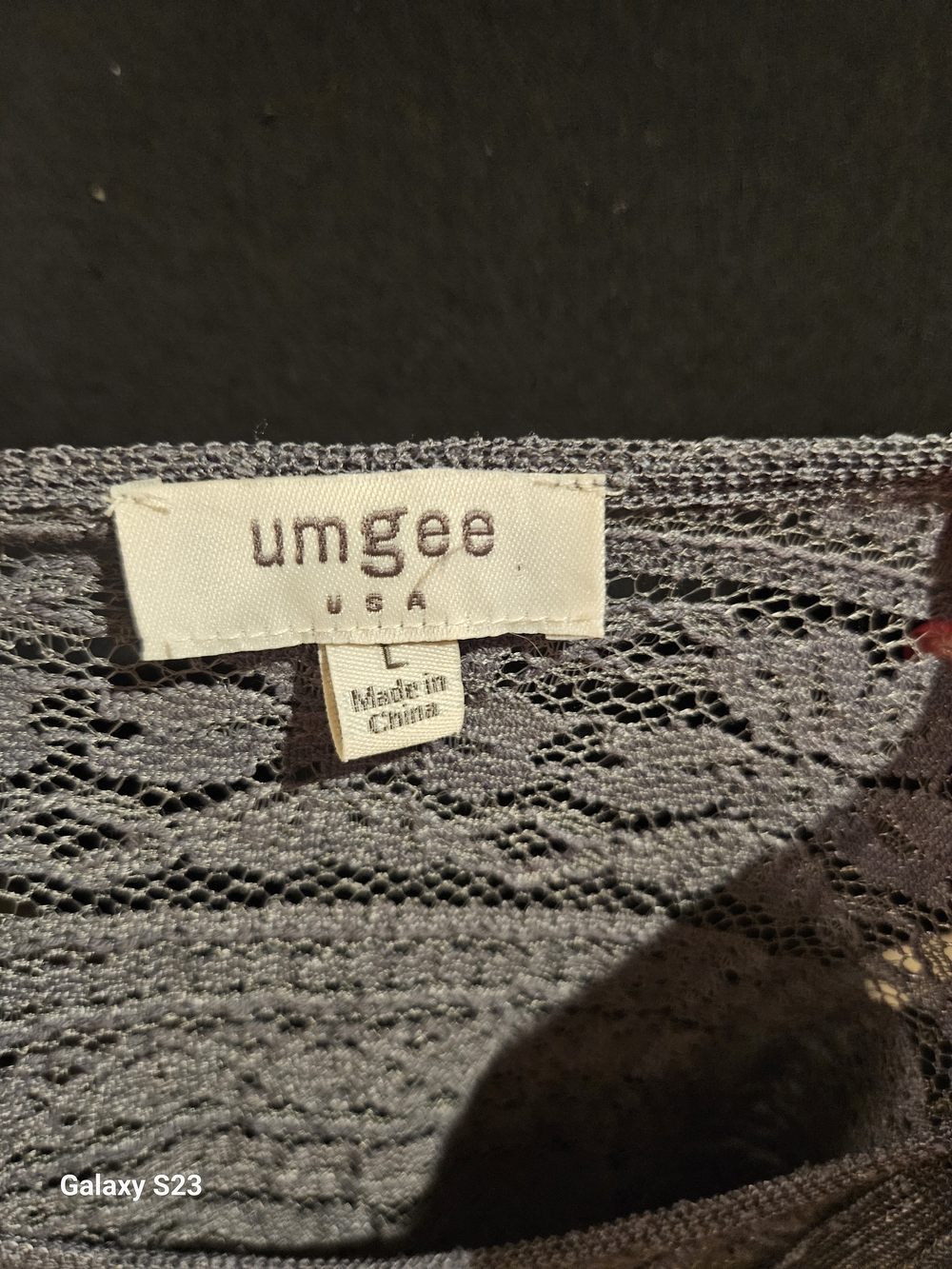 Umgee Women's Gray Lace Knit Ruffle Top - Picture 5 of 5